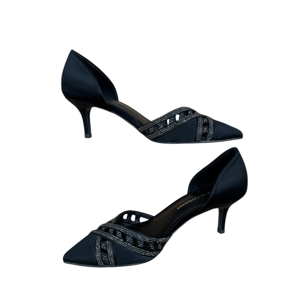 Roberta Di Camerino Luxury Satin Crystal Embelished Black Heels Size 5
